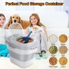 16.5 to 55LBS Collapsible Food Storage Container With Rolling Wheels Airtight Clear Lid Desiccant Slot Rice Dog Cat Food Foldable Dispenser With Scoop