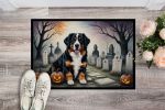 NEW Bernese Mountain Dog Spooky Halloween Doormat Front Door Mat Indoor Outdoor Rugs for Entryway, Non Slip Washable Low Pile, 18H X 27W