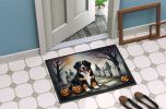 NEW Bernese Mountain Dog Spooky Halloween Doormat Front Door Mat Indoor Outdoor Rugs for Entryway, Non Slip Washable Low Pile, 18H X 27W