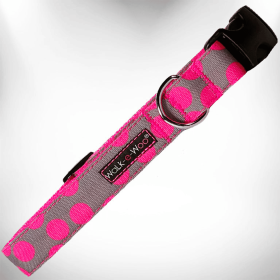 Polka Dot Dog - Neon Collars (Color: Pink Dot on Grey, size: L 1" width fits 14-25" neck)
