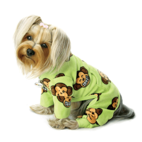Silly Monkey Fleece Turtleneck Pajamas (Color: LIME, size: L)