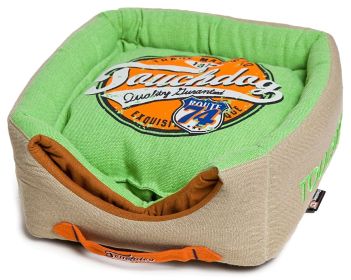 Touchdog Convertible and Reversible Vintage Printed Squared 2-in-1 Collapsible Dog House Bed (sku: PB31GNLG)