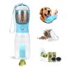 3 in1 Dog Outdoor Water Bottle,Portable Water Dispenser with Food Container,Poop Bag��3,Carbon Filter��2,Leak Proof Lock for Cat
