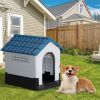 26 inch Plastic Dog House, Indoor Outdoor Doghouse Pet House with Air Vents and Elevated Floor