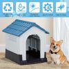 26 inch Plastic Dog House, Indoor Outdoor Doghouse Pet House with Air Vents and Elevated Floor