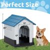 26 inch Plastic Dog House, Indoor Outdoor Doghouse Pet House with Air Vents and Elevated Floor